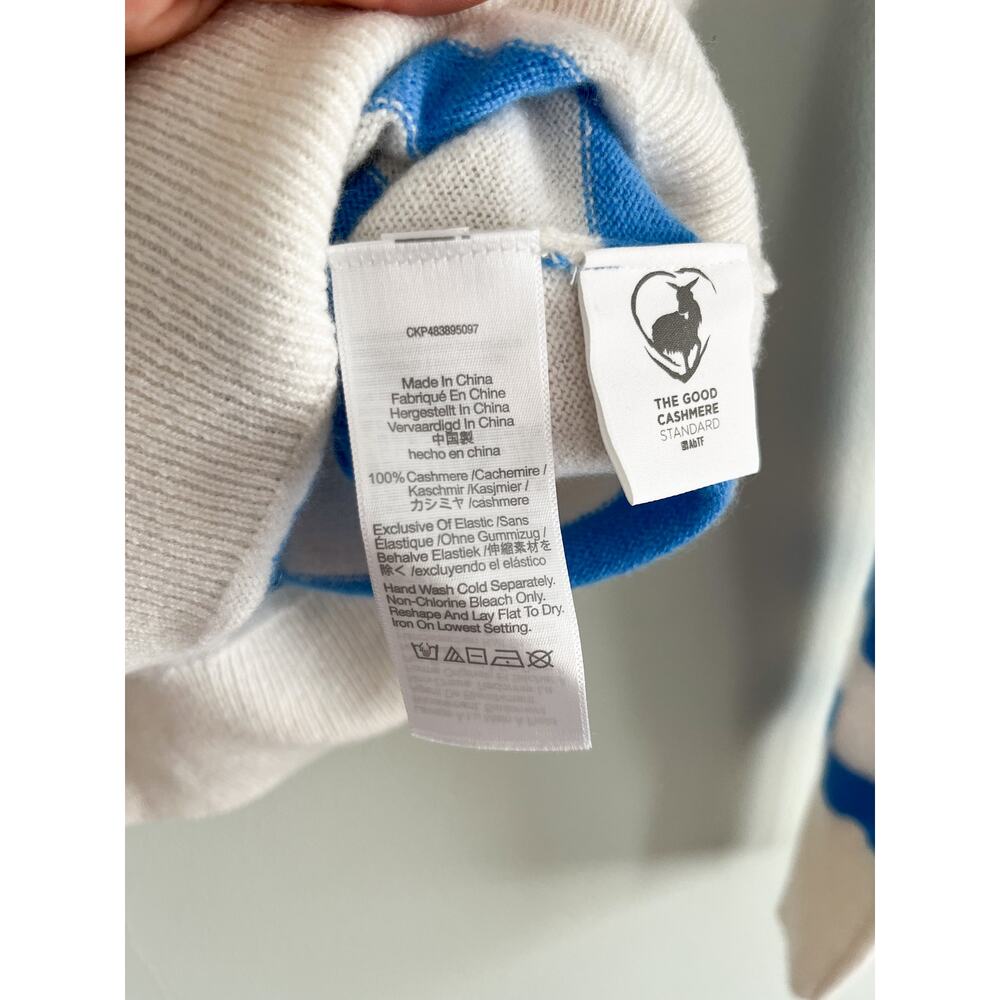 Madewell | NWT (Re)sponsible Cashmere Oversized Sweater hthr blue sky stripe XXS - Picture 6 of 8